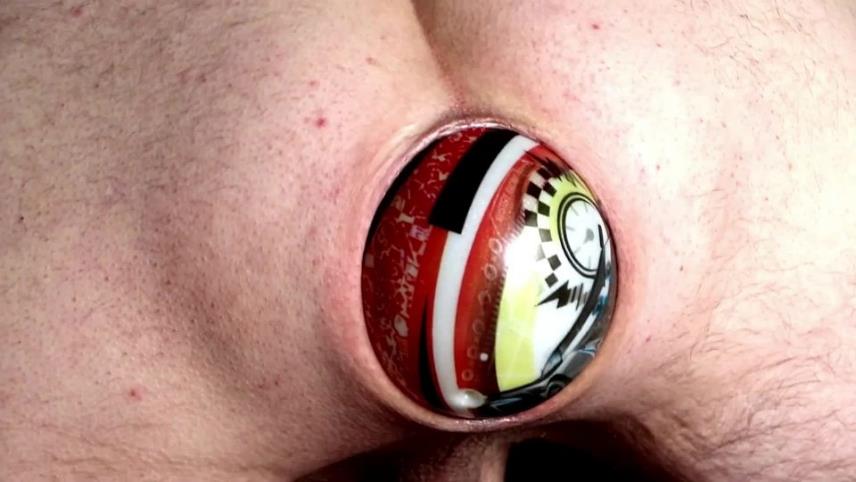 Amateur male closeup penetration huge rubber ball in ass