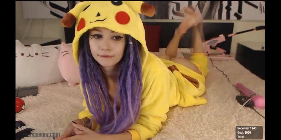 purple bitch in  super cute pikachu girl